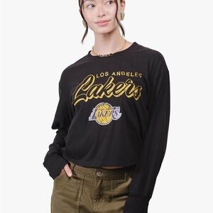 Los Angeles Lakers Black Graphic Long-Sleeve Crop Tee Small - C6